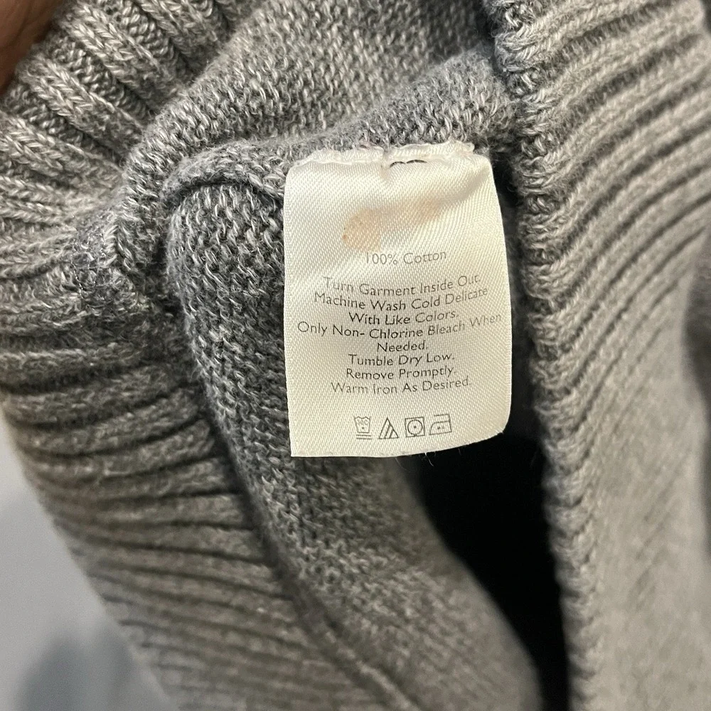 Eddie Bauer Quarter Zip Sweater Mens TXL Gray Cotton Ribbed Mock Neck Knit